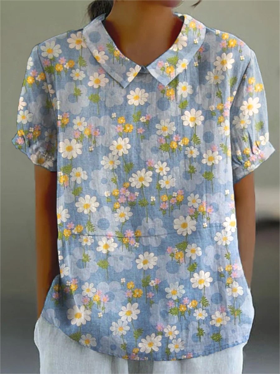 Women's  Retro  Flower Art Print Casual Shirt