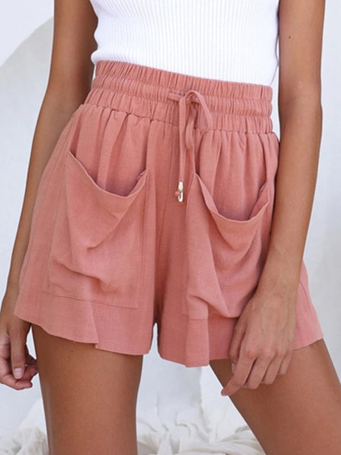 Drawstring All-match Wide-leg Casual Shorts