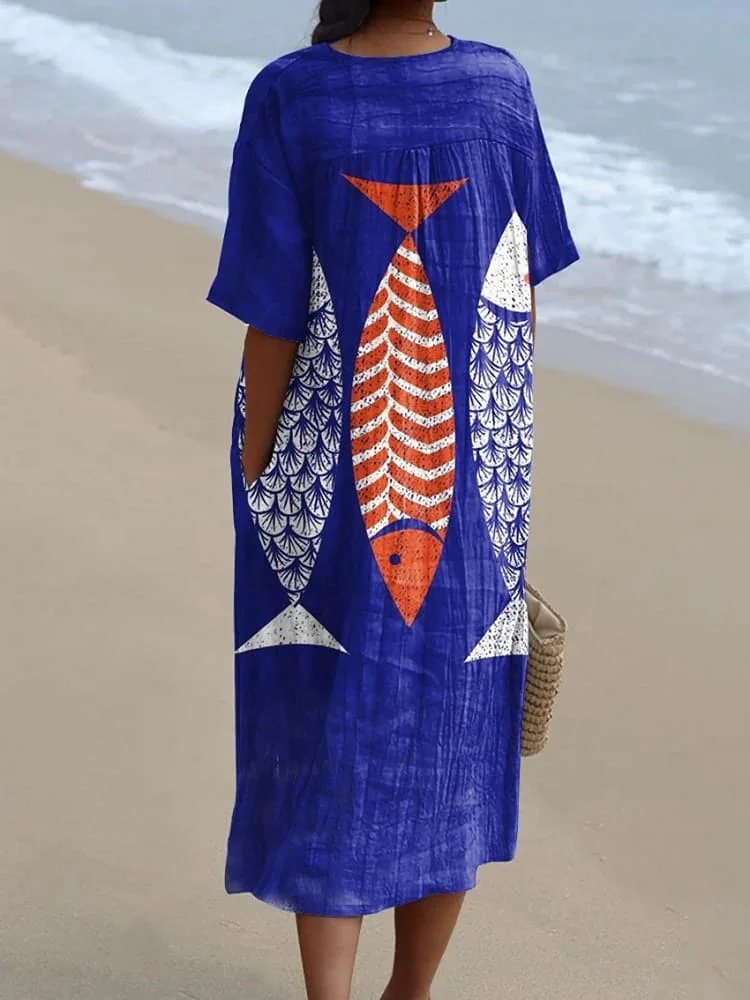 Women's  Fish  Art Print  Casual Dress