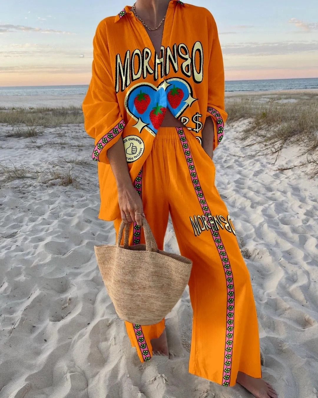 Fruit party print two piece set