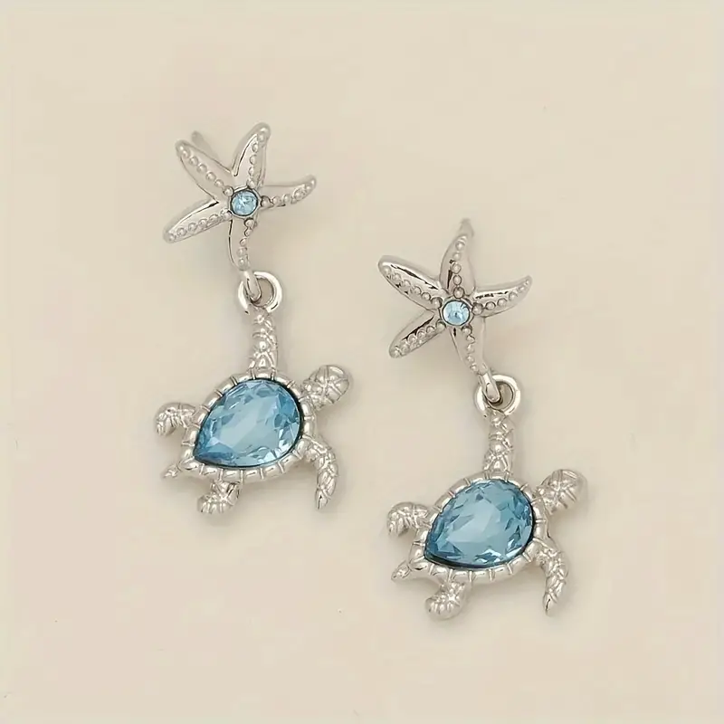 Starlight & Turquoise Turtle Earrings