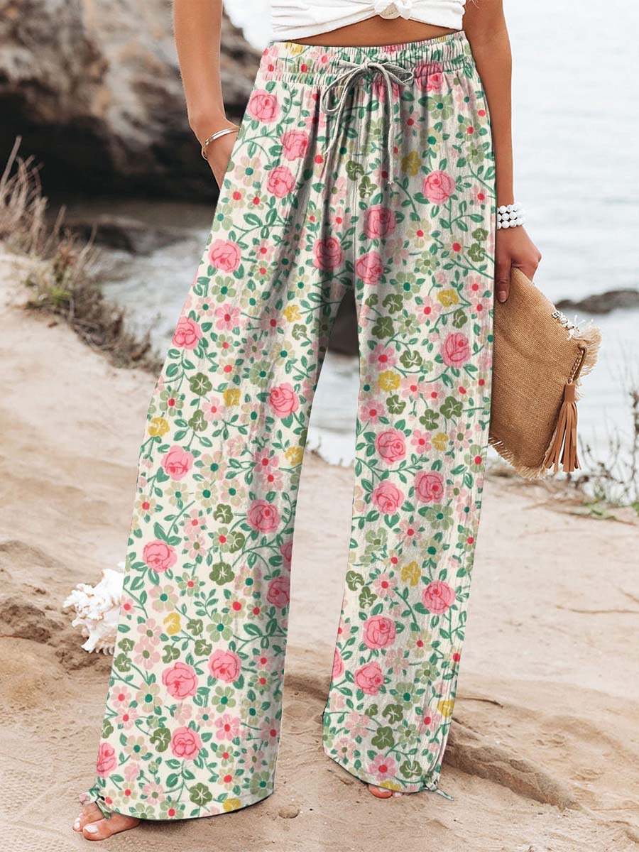 Women's Lovely Floral Art Printed Casual Pants