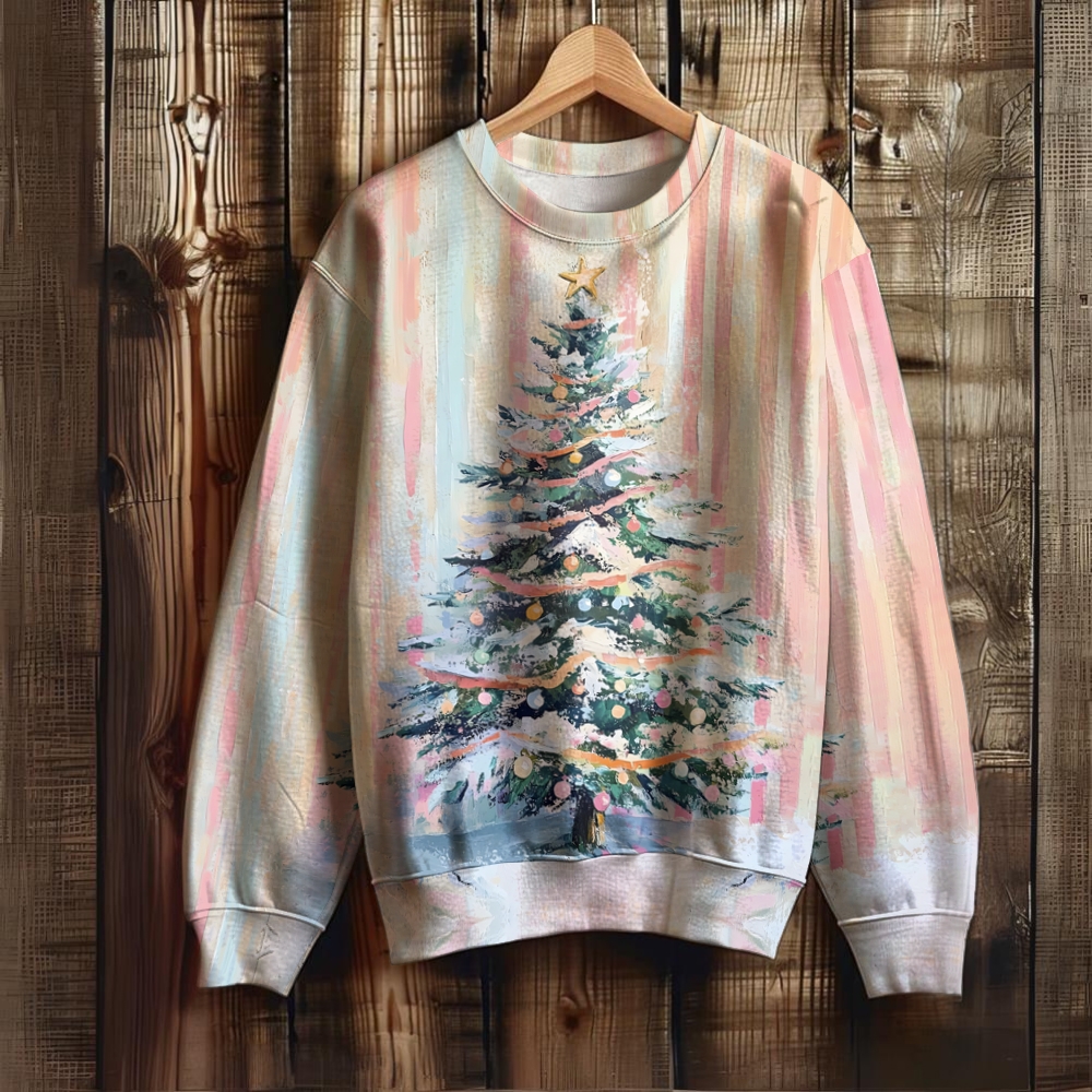 Women's Christmas Tree Prints Casual Crew Neck Sweatshirt
