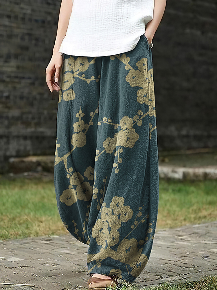 Women's Floral Pattern Loose Casual Pants