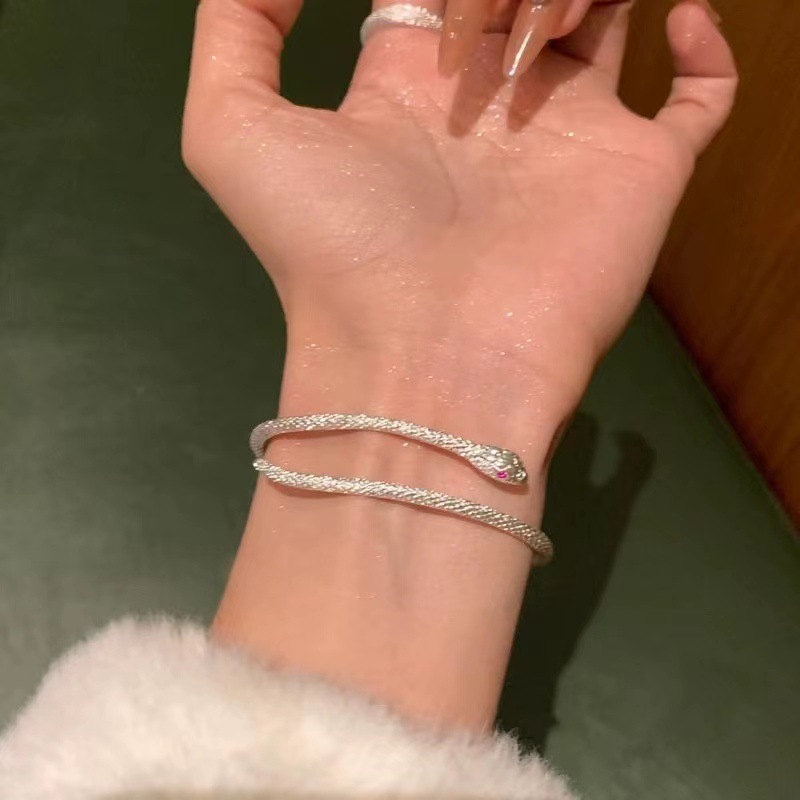 Silver Snake Wrap Bracelet