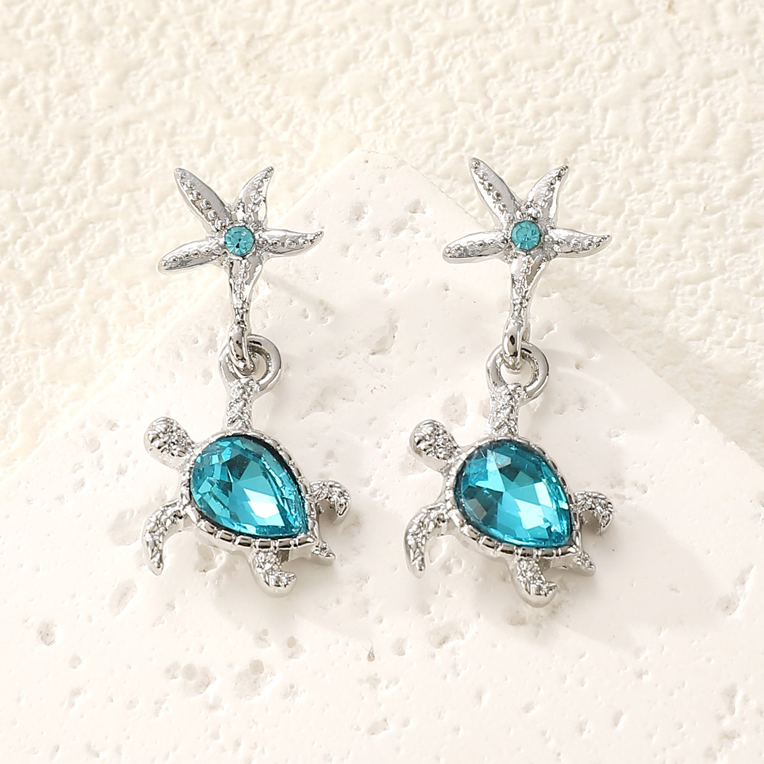 Starlight & Turquoise Turtle Earrings