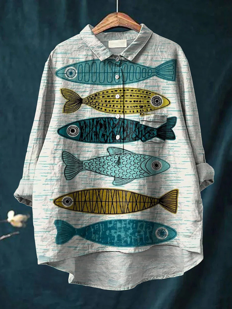 Women's Fish Printed Casual   Shirt