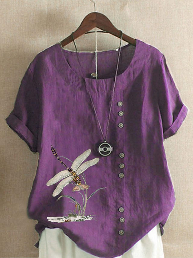 Women's Cotton Printed Button - Down Blouse