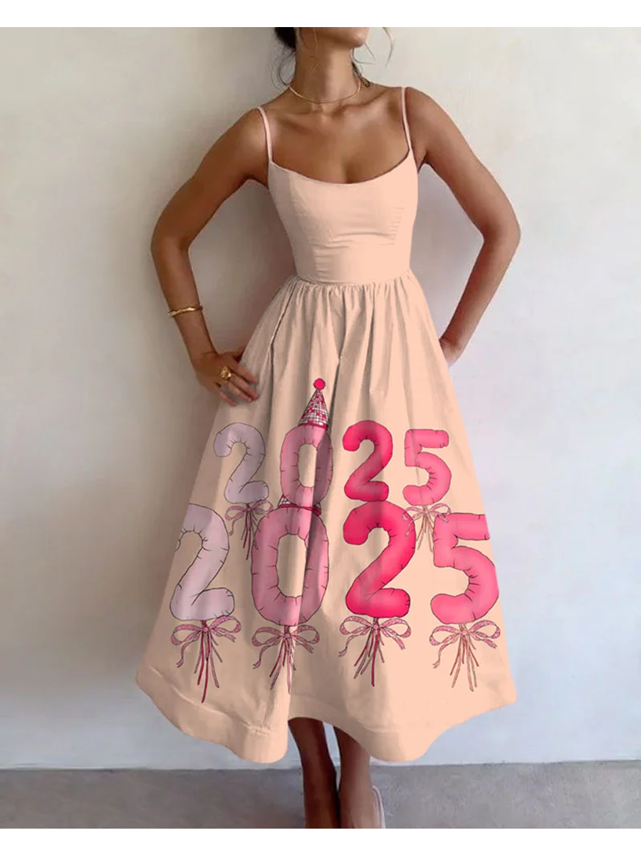 Celebrate 2025 Printed Sling Dress