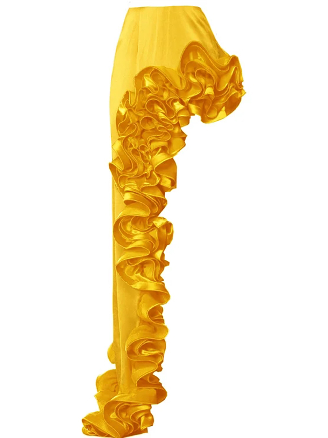 Frilled V Neck One Piece Swimsuit and Skirt