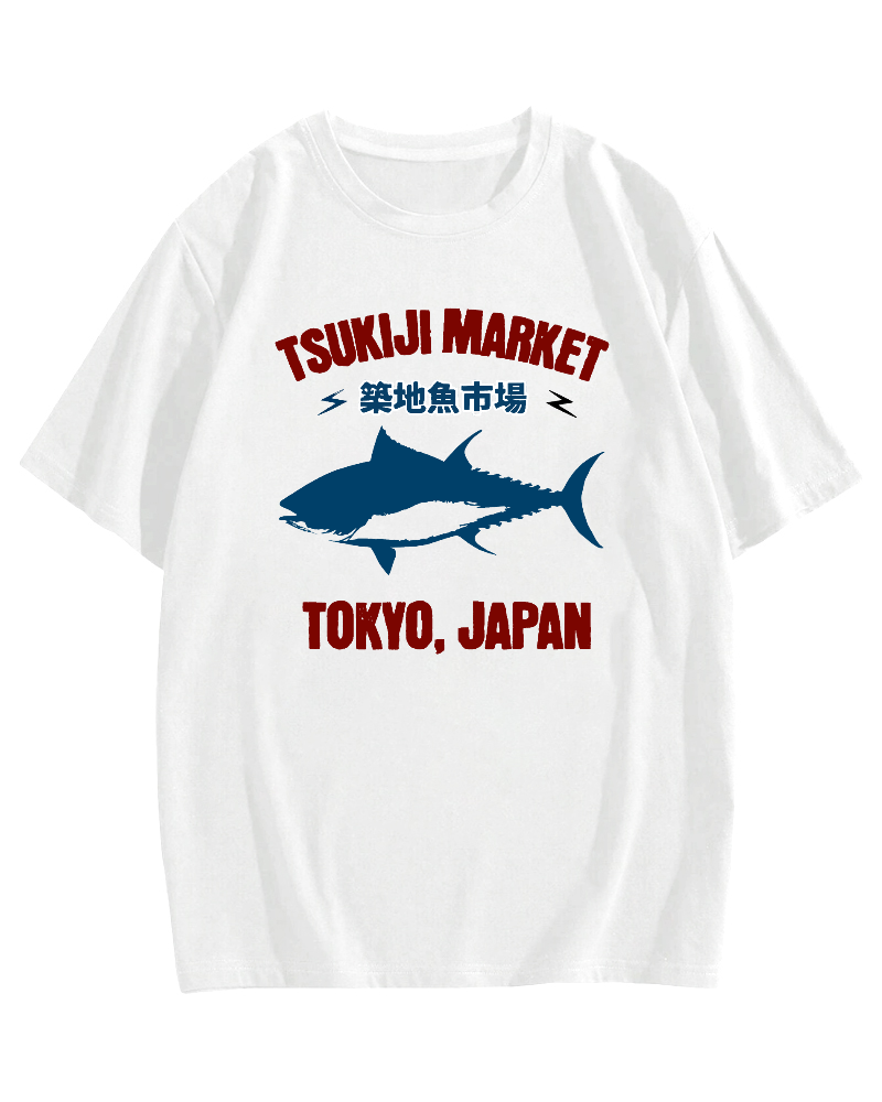 Seafood and Fish Market Cotton casual T-shirt