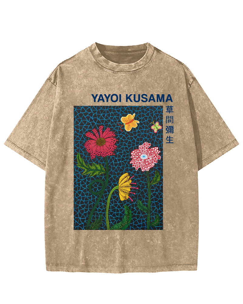 Yayoi Kusama Flower Art Vintage Washed T-shirt