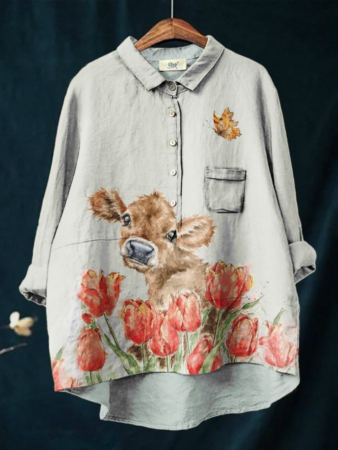 Women's Floral Cow Print Casual   Dress