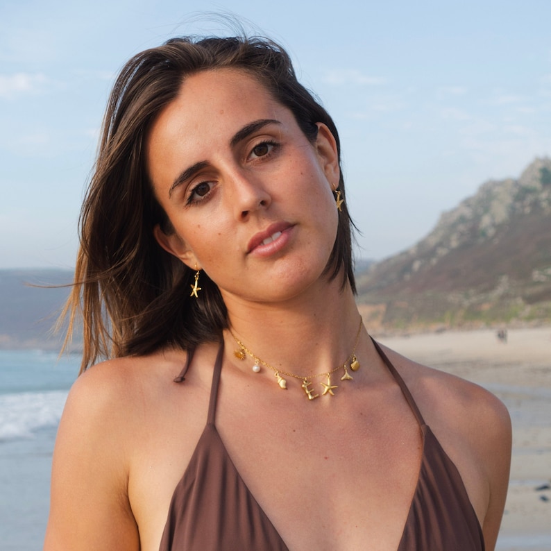 Surfer Girl Initial Necklace — waterproof beach jewelry