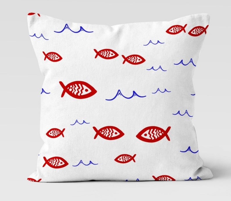 Nautical Fish Pillow Collection: Cute little fish-patterned pillow covers & throw pillows