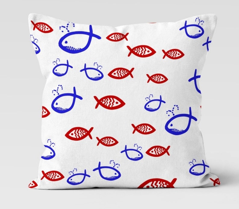 Nautical Fish Pillow Collection: Cute little fish-patterned pillow covers & throw pillows