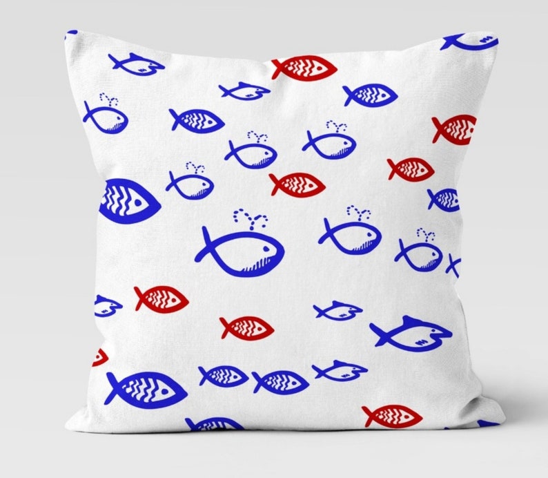 Nautical Fish Pillow Collection: Cute little fish-patterned pillow covers & throw pillows