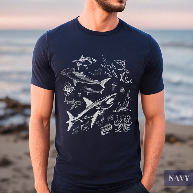 Vintage 90s Shark Tshirt, Ocean Lover Gift, Oversized Beach Tee