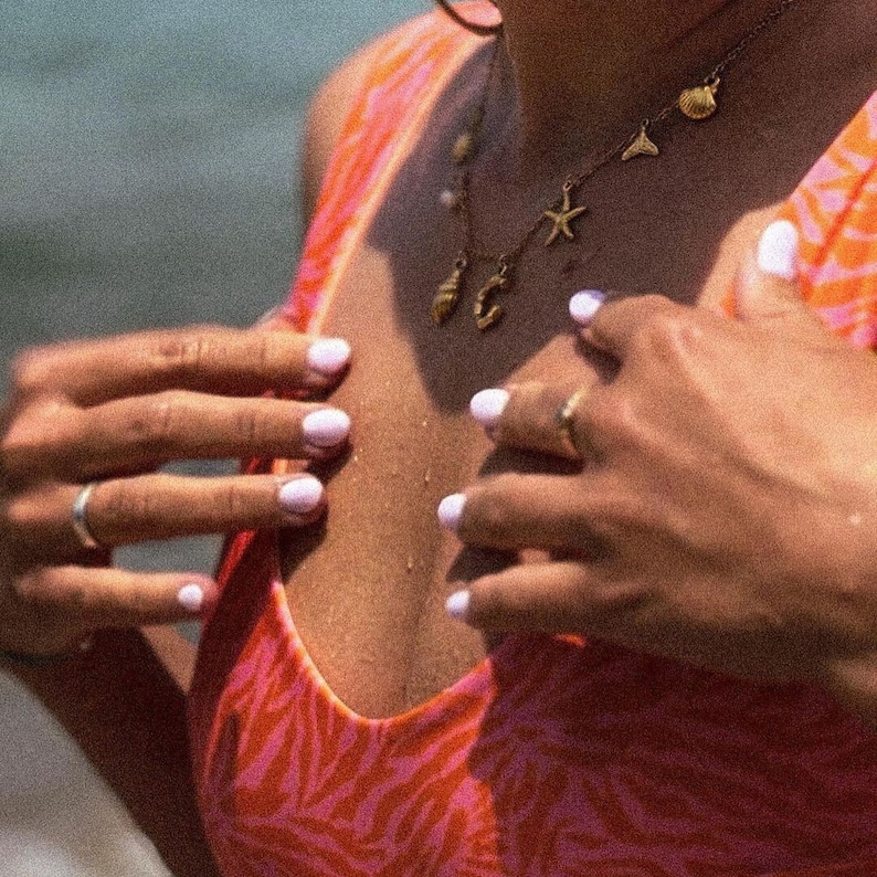 Surfer Girl Initial Necklace — waterproof beach jewelry