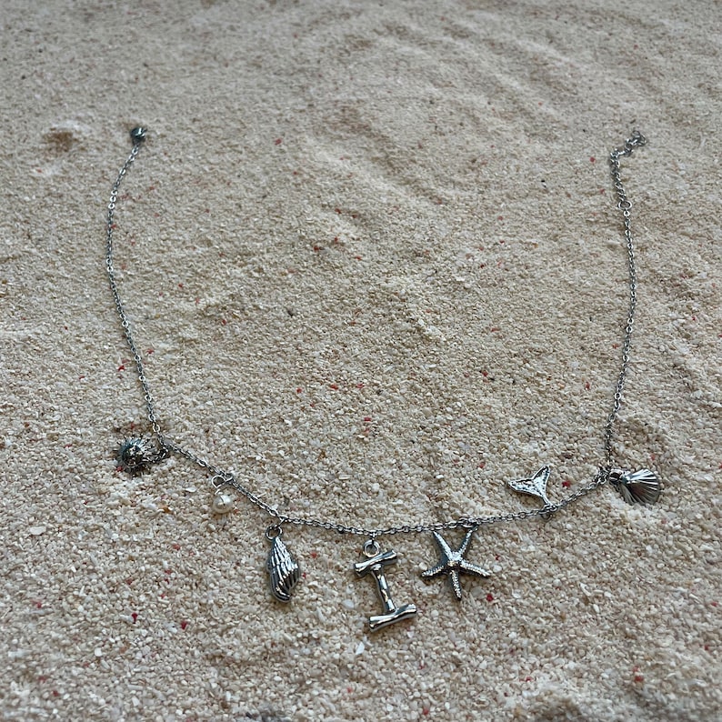 Surfer Girl Initial Necklace — waterproof beach jewelry