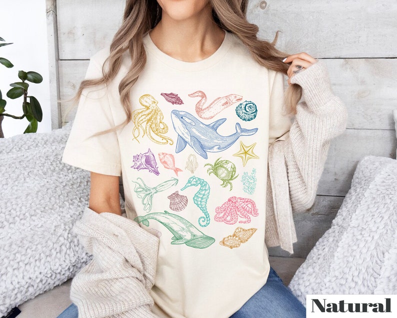 Retro Ocean Animal Shirt, Gift for Nature and Marine Lovers