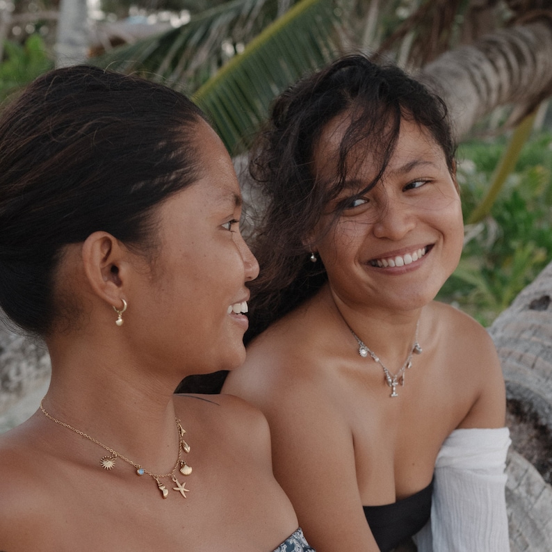 Surfer Girl Initial Necklace — waterproof beach jewelry