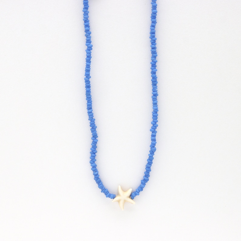 Starfish Beach Charm Necklace –surf & boho-style beaded ocean choker, a perfect gift for her