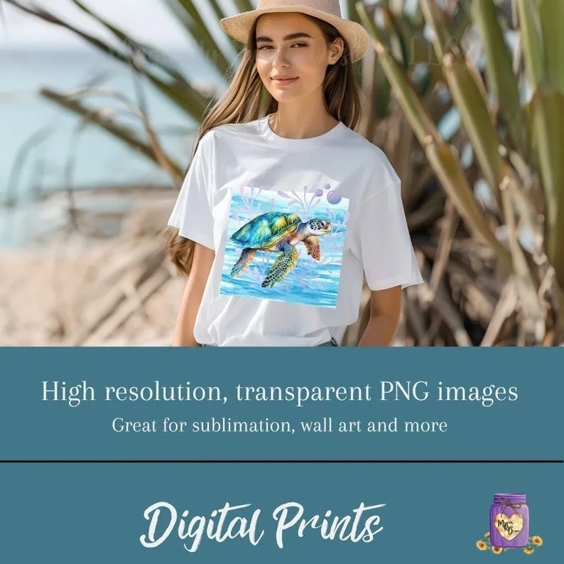 Sea Turtle Ocean Digital Prints – T-Shirt Designs & Ocean Summer Gifts