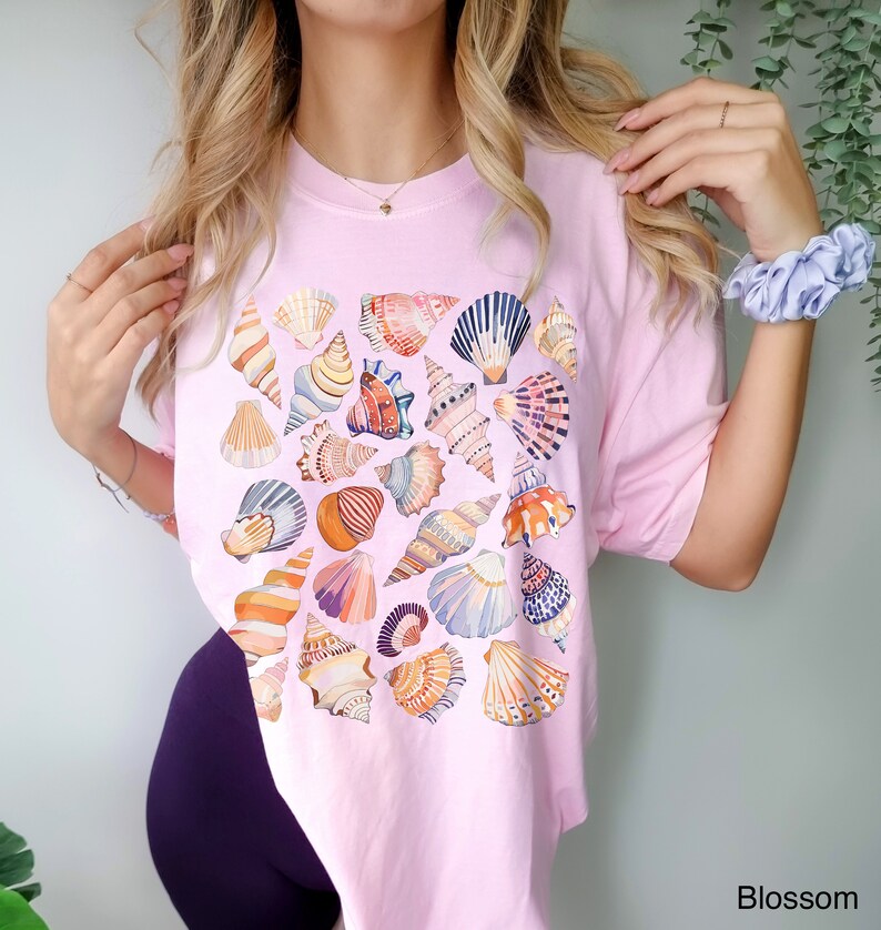 Seashell T-Shirt: Comfort Colors Oceancore Tee – Oversized Pastel Nautical Shirt & Shell Lover Gift