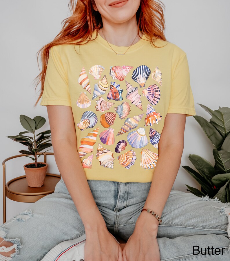 Seashell T-Shirt: Comfort Colors Oceancore Tee – Oversized Pastel Nautical Shirt & Shell Lover Gift