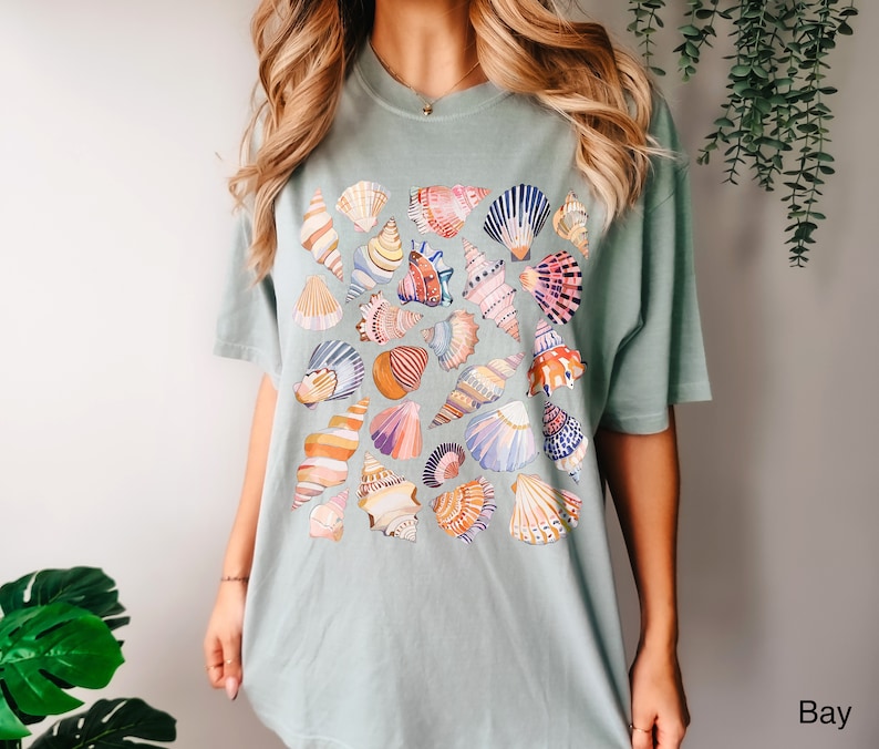 Seashell T-Shirt: Comfort Colors Oceancore Tee – Oversized Pastel Nautical Shirt & Shell Lover Gift
