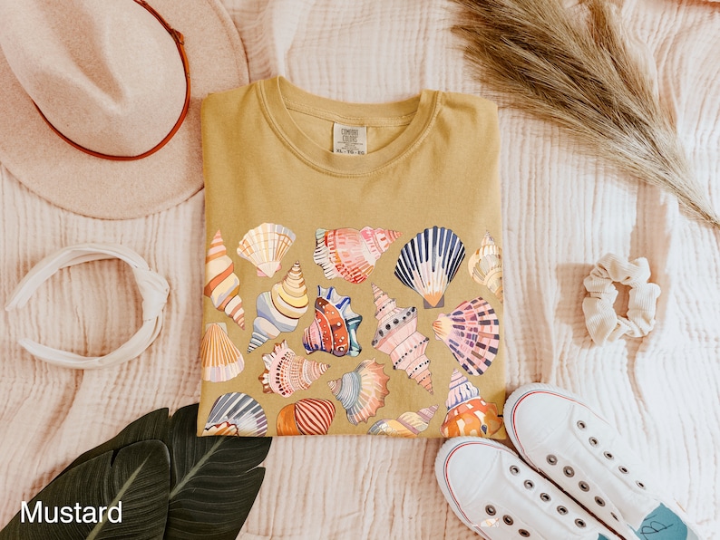 Seashell T-Shirt: Comfort Colors Oceancore Tee – Oversized Pastel Nautical Shirt & Shell Lover Gift