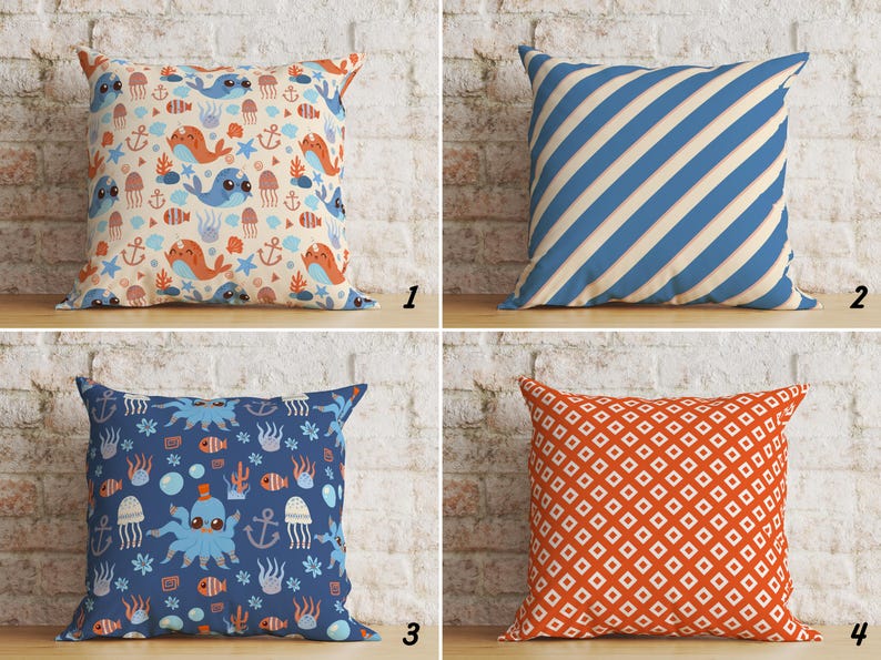 Cute Sea Creatures Cushion Collection! Features Narwhal/Octopus Pillow Covers