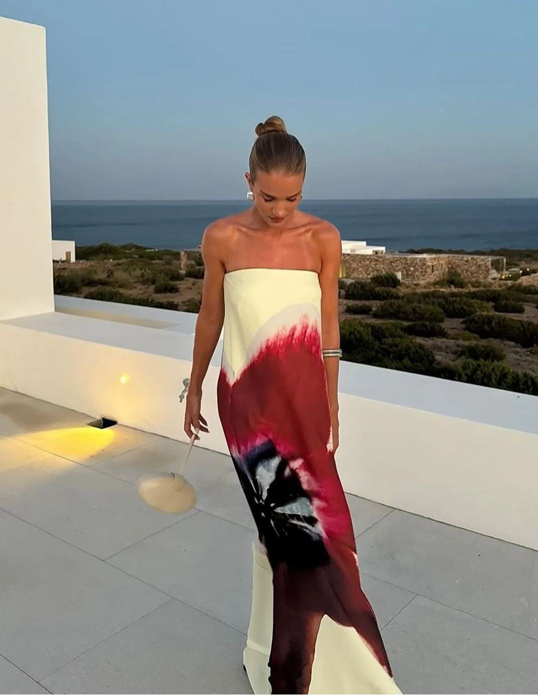 Fashion Print Design Sense Backless Dress