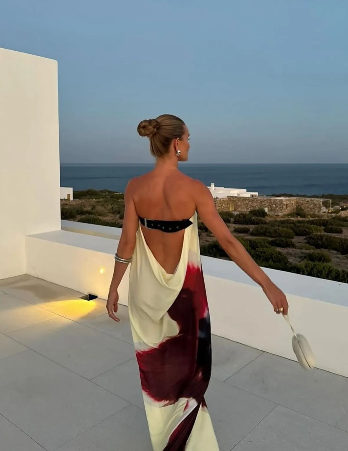 Fashion Print Design Sense Backless Dress