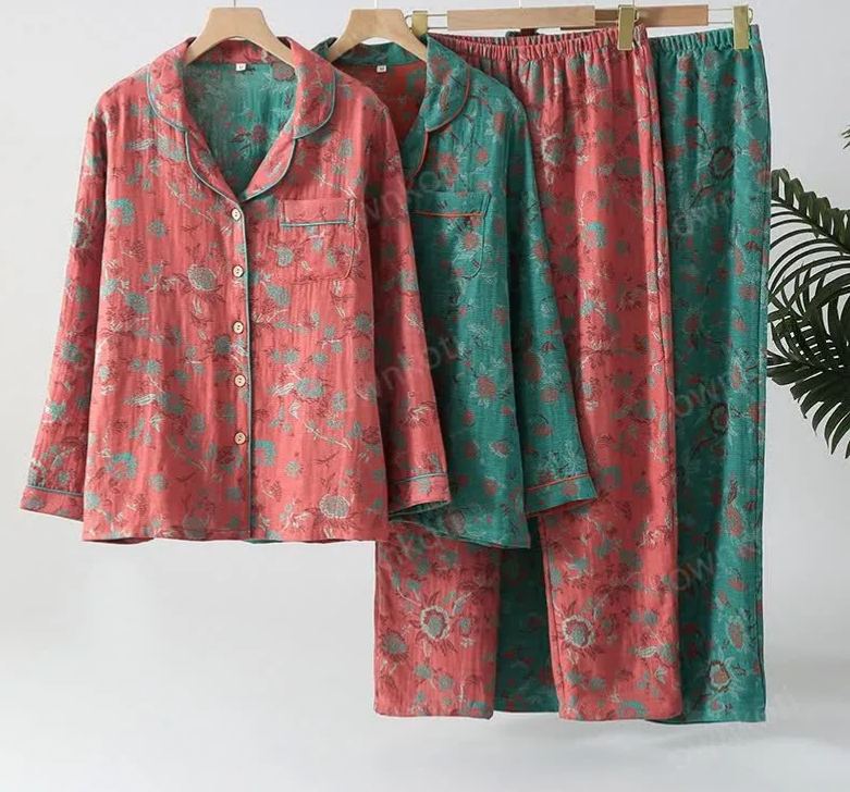 Vintage Double Layer Cotton Gauze Pajama Set