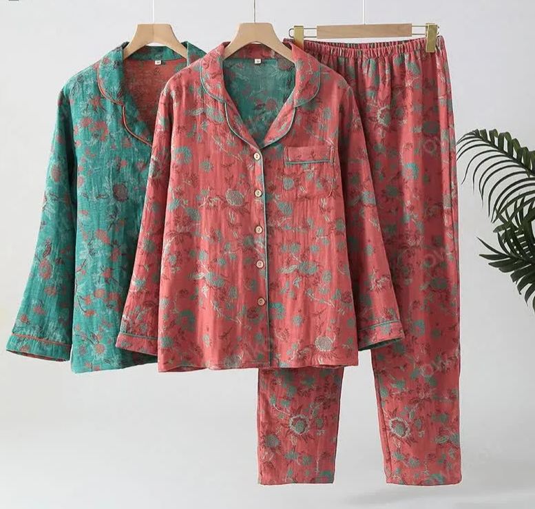 Vintage Double Layer Cotton Gauze Pajama Set