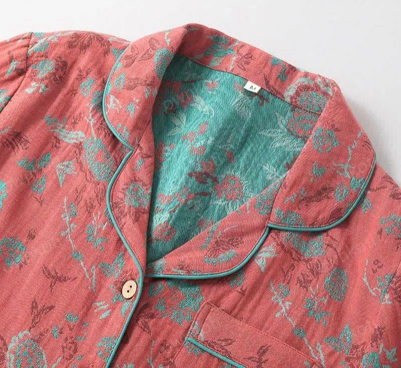 Vintage Double Layer Cotton Gauze Pajama Set