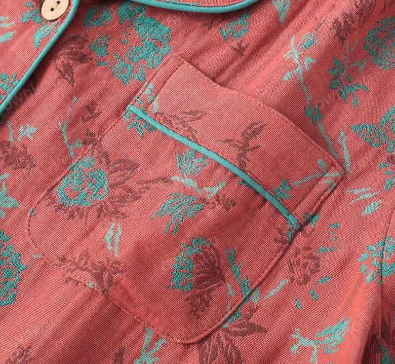 Vintage Double Layer Cotton Gauze Pajama Set