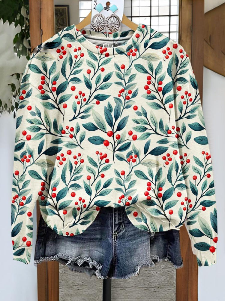 Christmas Fruit Art Print Casual Sweatshirt