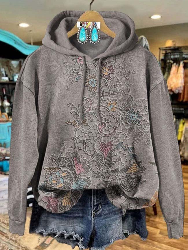 🔥Global best-selling🔥Vintage Floral Art Print Casual Sweatshirt