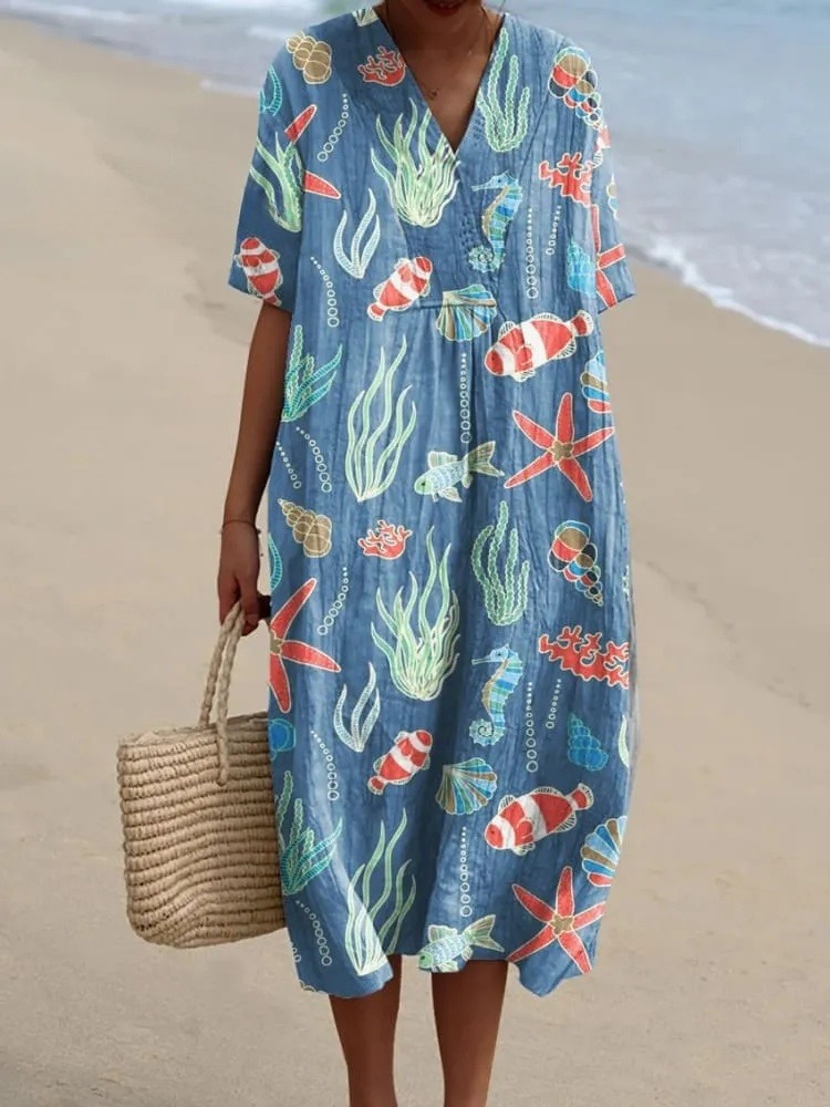 Women's   Seabed  Art Print  Casual Dress
