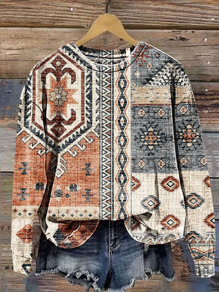 Aztec Pattern Art Print Casual Sweatshirt