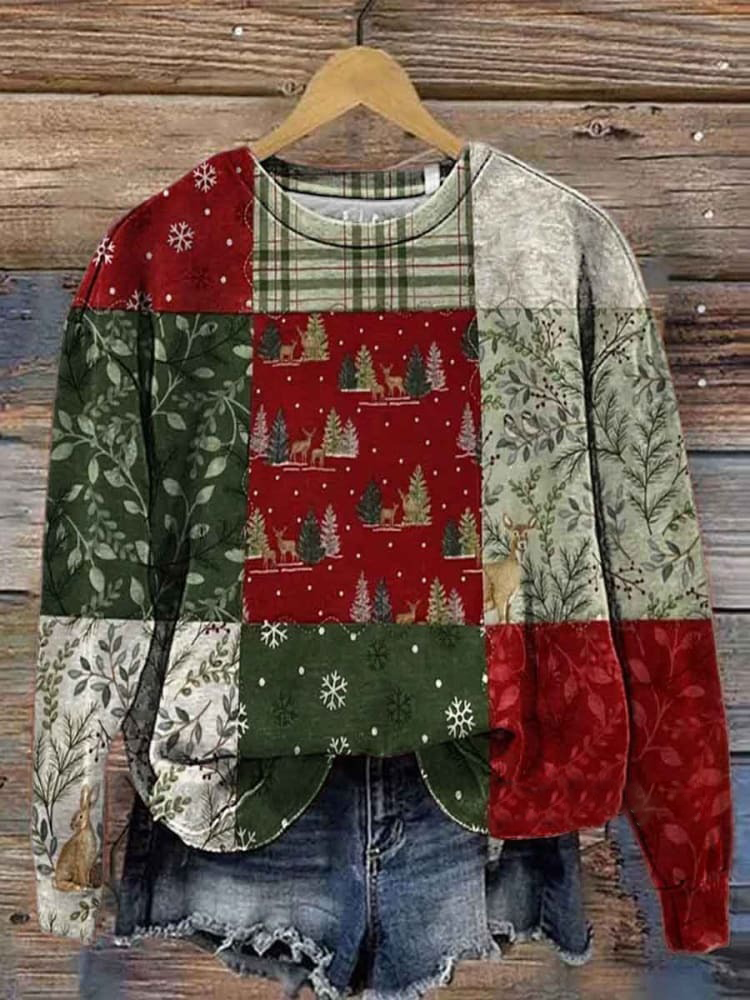 Women's Round Neck Printed Casual Sweatshirt
