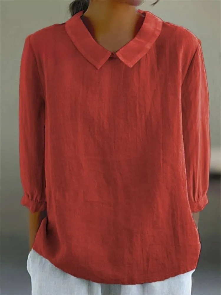 Women's Solid Color Casual 3/4 Sleeve Shirt