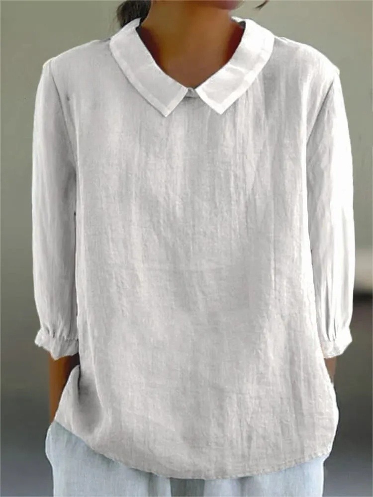 Women's Solid Color Casual 3/4 Sleeve Shirt