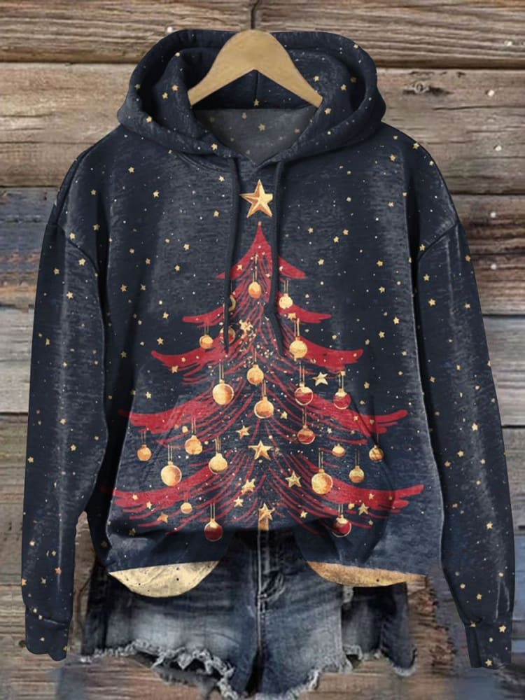 Christmas Tree Art Print Casual Hoodie Sweatshirt