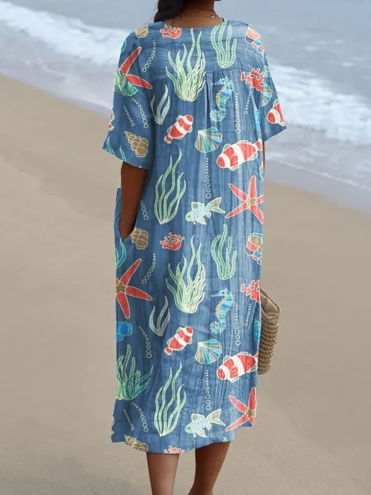 Women's   Seabed  Art Print  Casual Dress