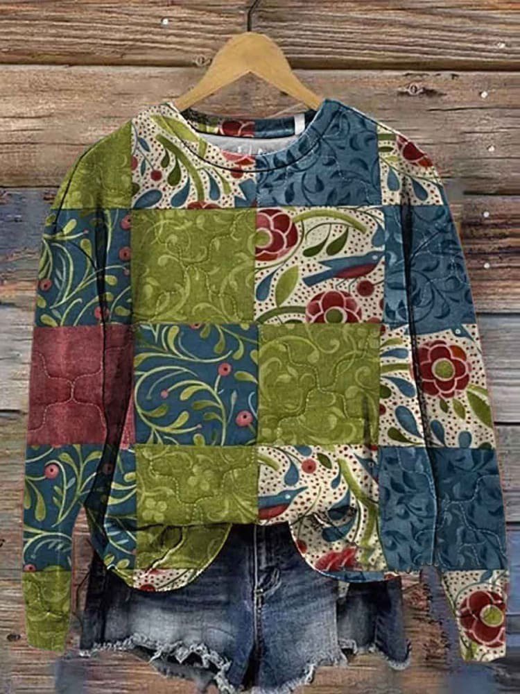 Women's Round Neck Printed Casual Sweatshirt