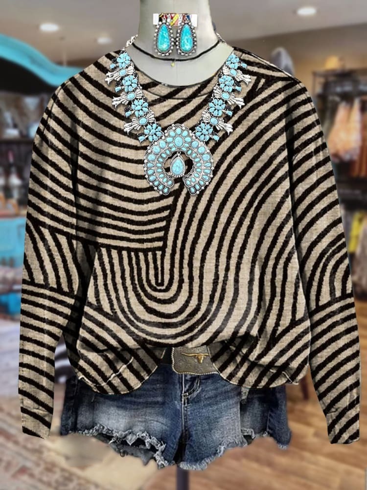 Women's Circular Line Pattern Print Casual   Shirt